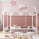 Bellemave® Metal Floor House Bed with Fence - Bellemave